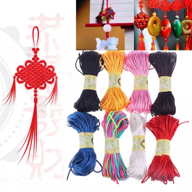 2mm 20m Diy Beading Rattail Thread Nylon Chinese Knot Braided Cords Soft Satin