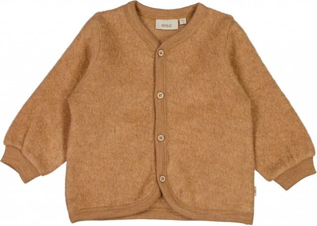 Cardigan Wheat Ragazzi in Lana Merino Feltrita Lana Pile Cardigan Argilla Mel