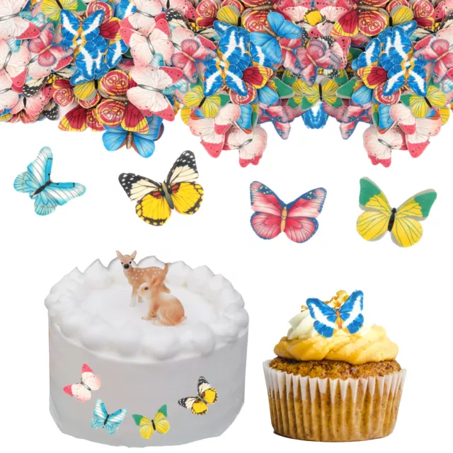 120PCS Edible Cake Topper Butterfly 3D Colorful Cake Cupcake Dessert Decoration