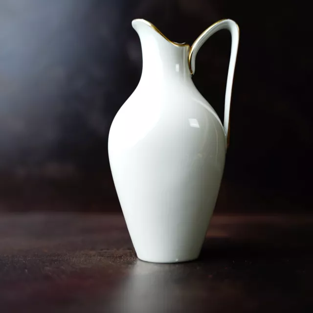 Wunderschöne kleine Henkel-Vase von Gerold Porzellan, Höhe ca. 16 cm, Goldrand