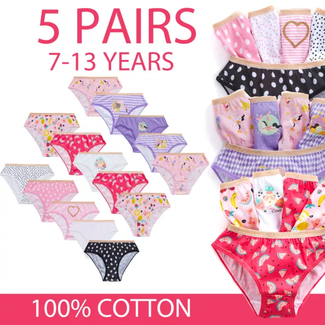 Girls Briefs 7-8 9-10 11-12 13 Years Bundles Knickers Underwear 100% Cotton Sale