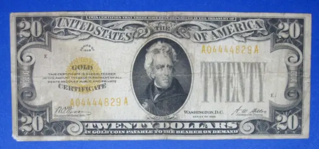 1928 $20 Gold Certificate Note ~ Fr #2402 ~ Fine Grade/Condition ~ Free Shipping