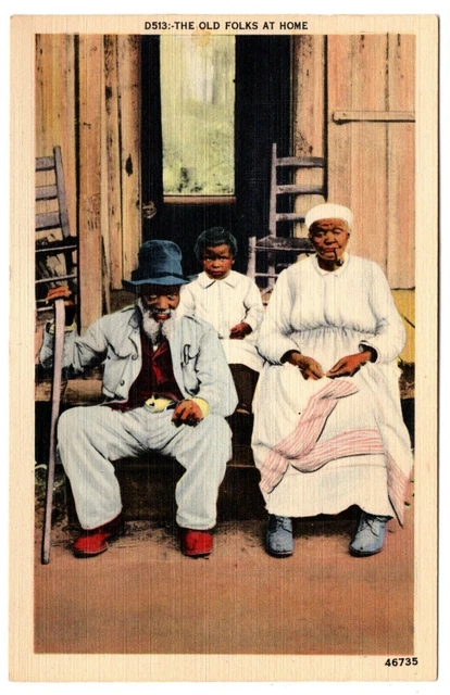 46735 D513 The Old Foks At Home Linen Postcard Circa 1930