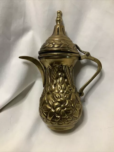 Vintage BRASS DALLAH TEA POT Arabic Turkish Islamic Ottoman Coffee Middle East