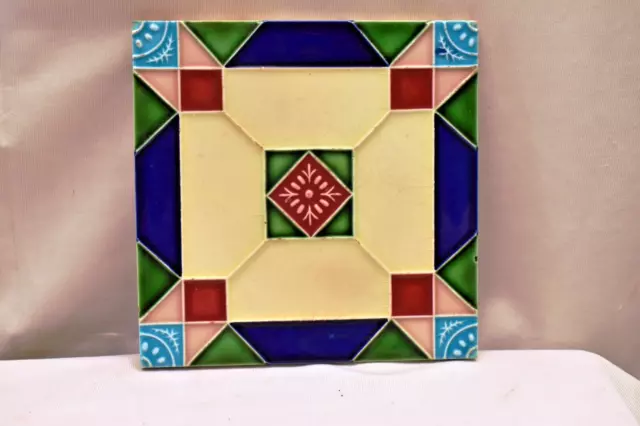 Antique Tiles Art Nouveau Ceramic Majolica Saji Japan Architectural Decorativ"L5