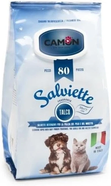 Salviette Detergenti Al Talco Pezzi 80 per Cani Articoli per Animali, Multicolor