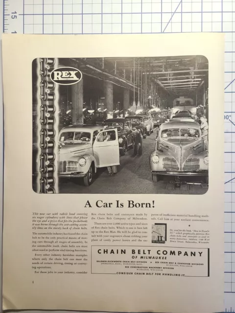 Chain Belt Co Milwaukee Studebaker Assembly Line Plant Vintage Print Ad 1940 2