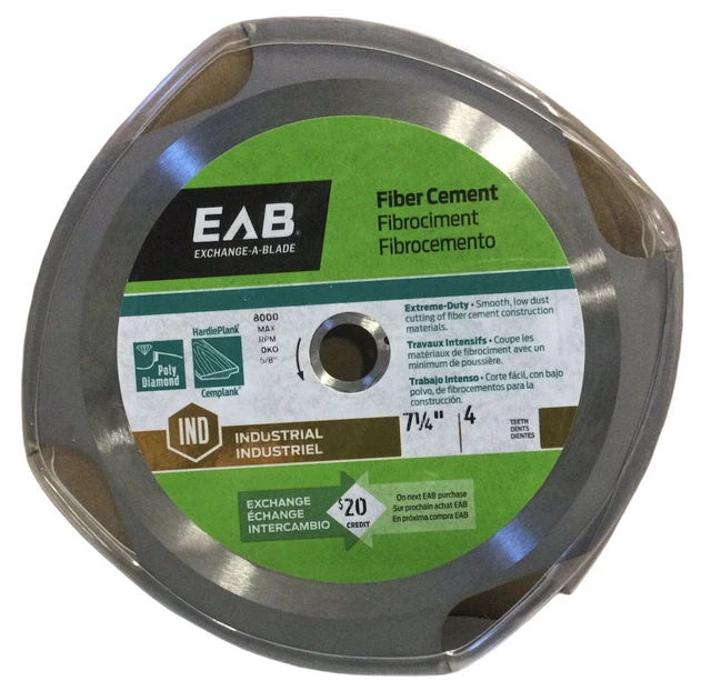 Exchange-A-Blade 1017402U 7-1/4” 4 Tooth Industrial Grade Fiber Cement Saw Blade