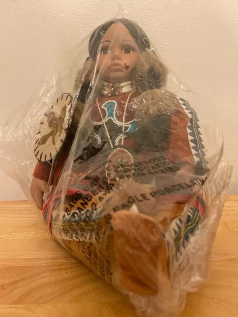 Vintage Native American PORCELAIN Girl Beautiful Doll - Brand New , No Box