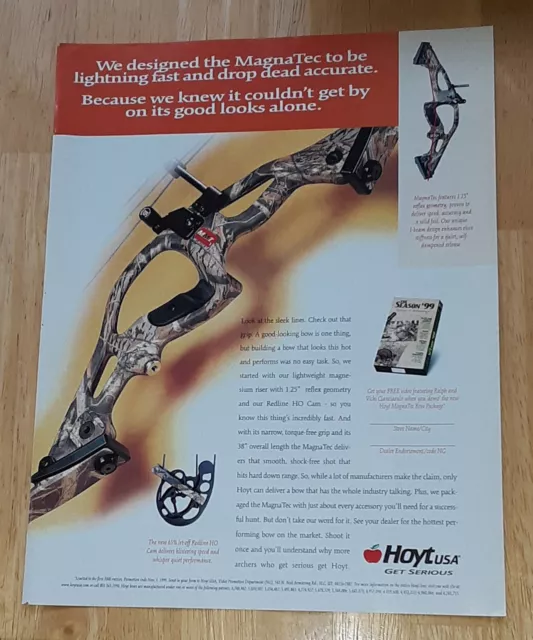 Vintage Hoyt USA MagnaTec Compound Archery Bow Original Magazine Advertisement