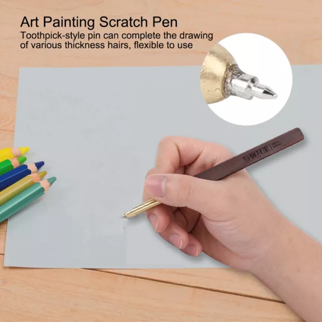 (Paquet Unique 0.38MM)Art Peinture Scratch Pen 1Pc Bois Triangulaire Stylo