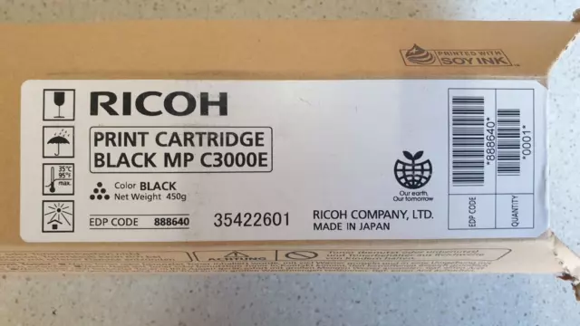 Genuine Ricoh 888640 Black Toner for Aficio MP C2000 / C2500 / C3000 Brand New