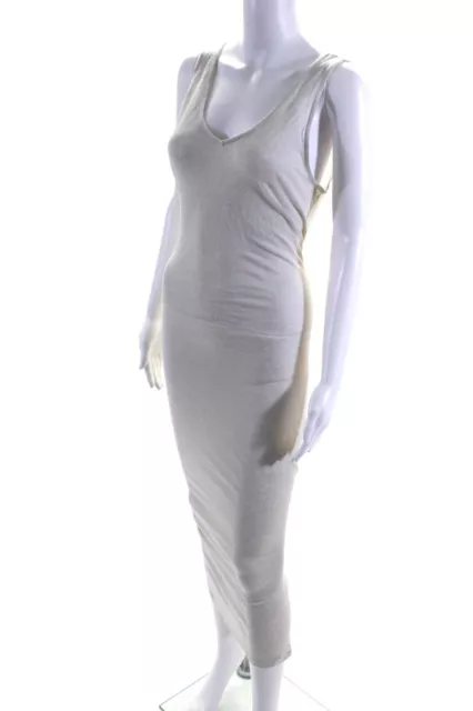 Majestic Filatures Womens Sleeveless Linen V Neck Maxi Tank Dress Beige Size 4 2