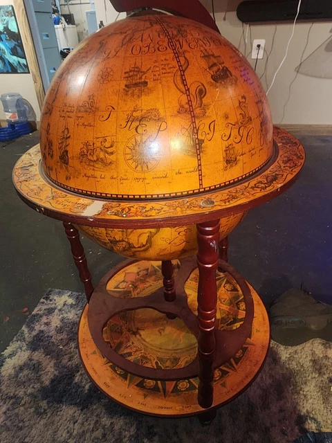 Vintage Elegant Italian Portable Zodiac Decorative Floor Bar Cart Globe Vintage Elegant Italian Portable Zodiac Decorative Floor Bar Cart Globe