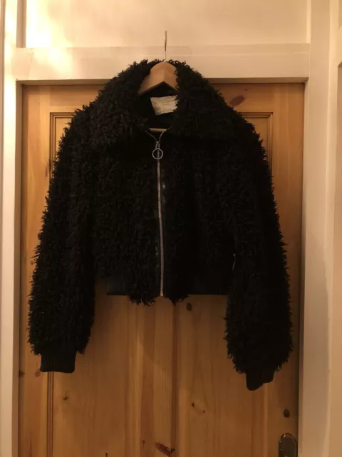 WOMENS ZARA BLACK coat jumper teddy fluffy size xs 4.50 PicClick UK