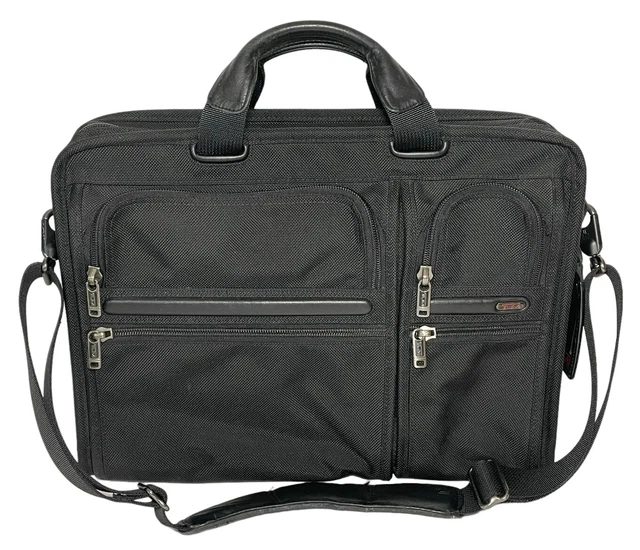 TUMI Alpha Black Ballistic Nylon Compact Large Screen Laptop Brief Messenger Bag