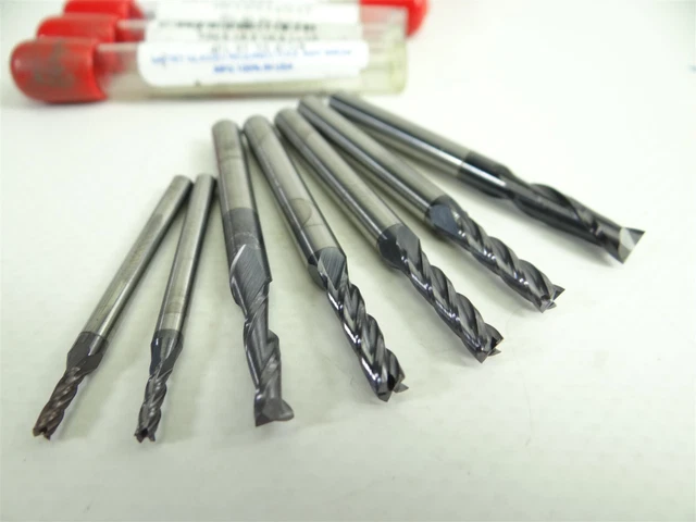 7 New! Solid Carbide + Altin 2 & 4 Flute End Mills 5/64" 9/64" & 3/16" Htc & Usa