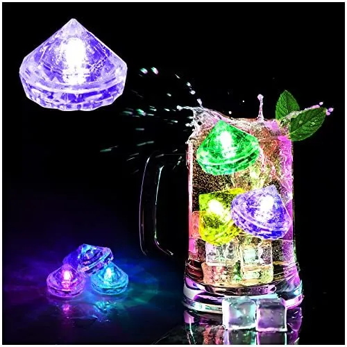 Hongtang Light Up Ice Cubes12 Pack Flashing LED Ice Cube for Christmas Bathtu...