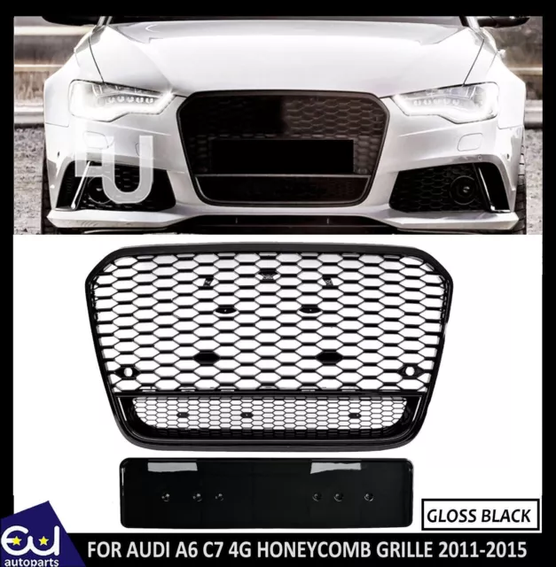 For Audi A6 C7 4G Rs6 Style Gloss Black Honeycomb Bumper Grille Grill 2011-2015