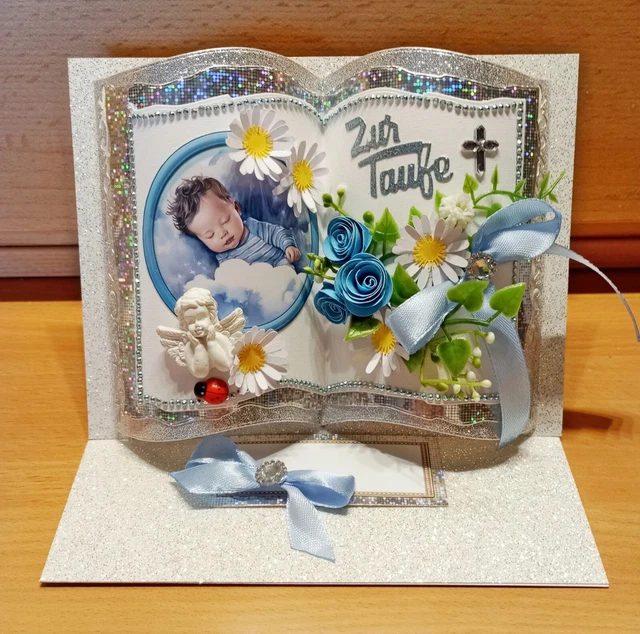 OWLBOOK Taufe Kreuz Mit Blumen Spardose Personalisiert Zur