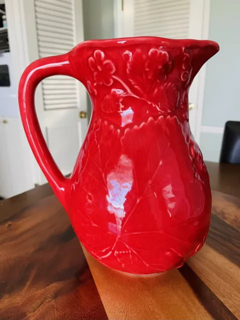 red strawberry pitcher made in portugal Olfaire