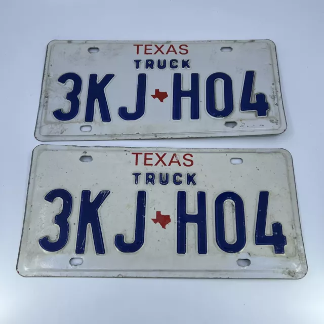 Texas 1989 truck license plate pair 3KJ H04 YOM DMV clear Ford Chevy Dodge 1997
