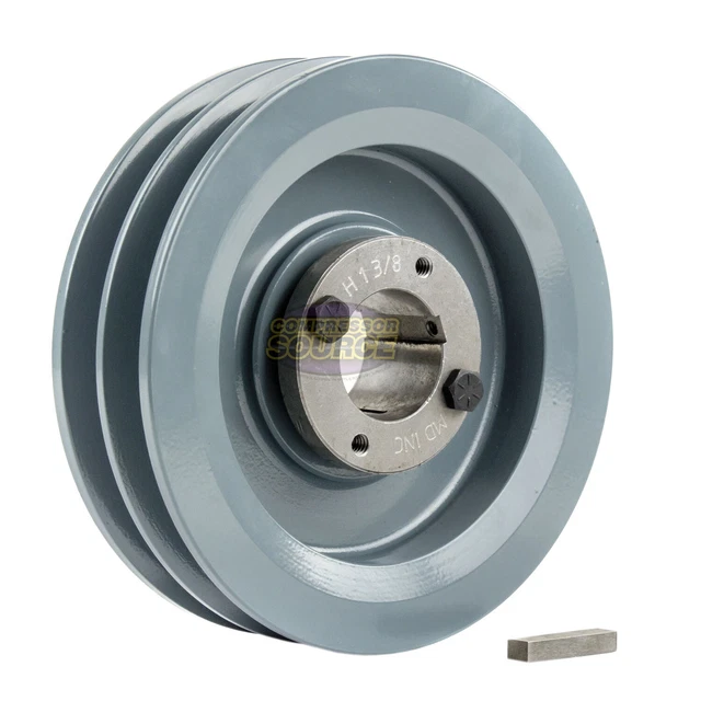 Cast Iron 5.75" Dual Groove Belt B Section 5L Pulley with 1-3/8" Sheave Bushing