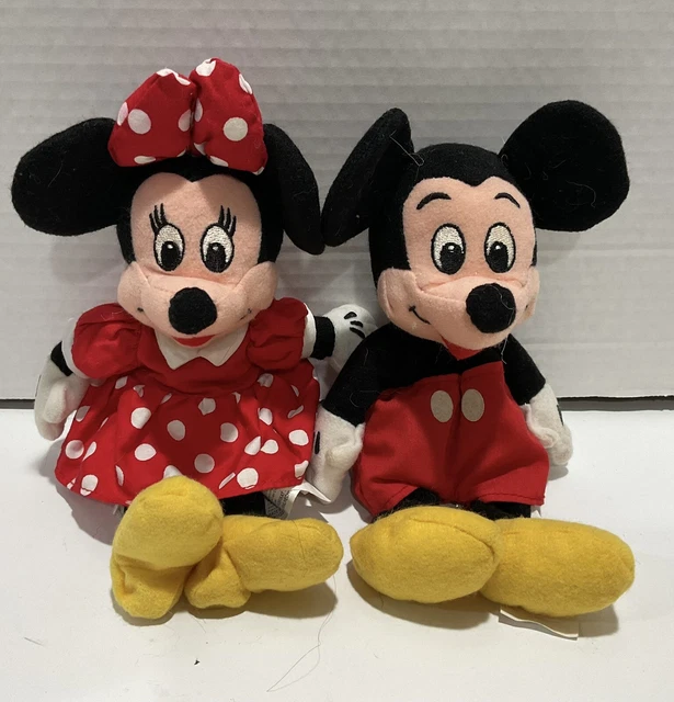 DISNEY STORE MICKEY Mouse & Minnie Mouse Bean Bag Plush Stuffed Animal