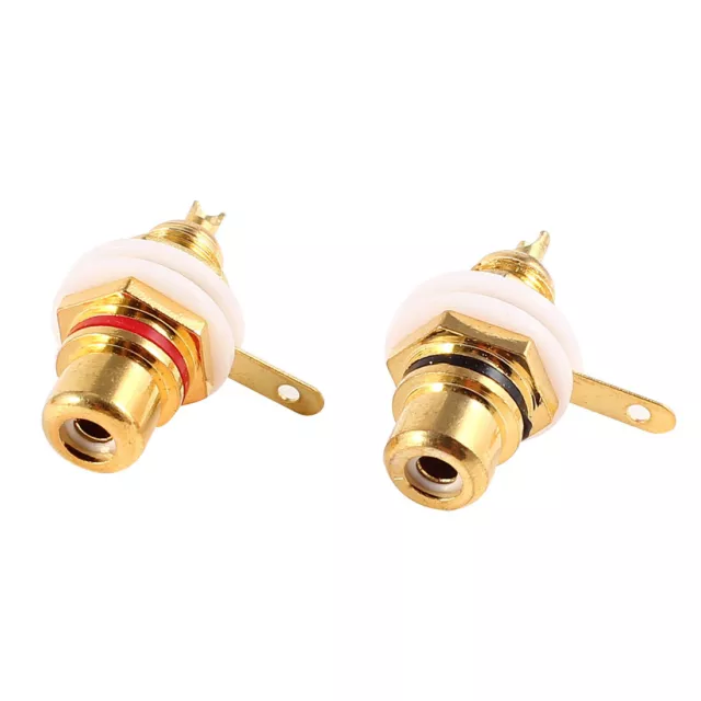 2 X Conector Rca Hembra Jack Hembra De Audio Soldadura Tono Oro