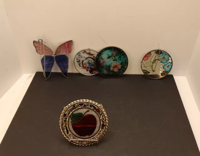 VTG Hand Crafted STAINED Glass Hanging SUN CATCHERS, Very Beautiful. Read plz