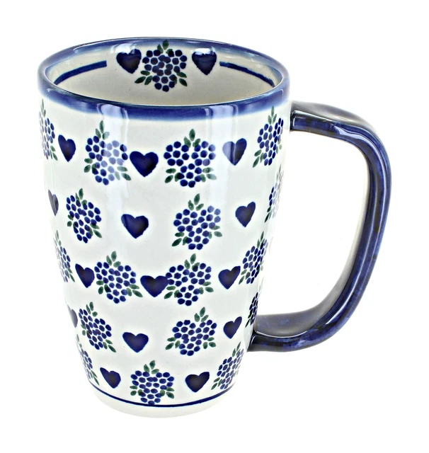 Blue Rose Polish Pottery Sweet Heart Large Coffee Mug