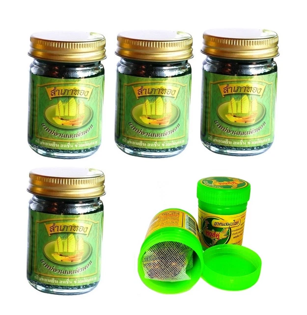 4 X 50g Thai Erbe Massaggio Balsamo Lozione Crema+2 Herbal Inhaler Chicchi