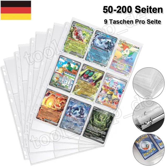50/100 Seiten 9-Pocket Pages Ordner Seiten Sammelkarten Album - Magic  Pokemon DE