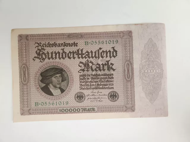 Rjkstamps 1923 German Reichsbank Note 100,000 Mark Uncirculated. P #83