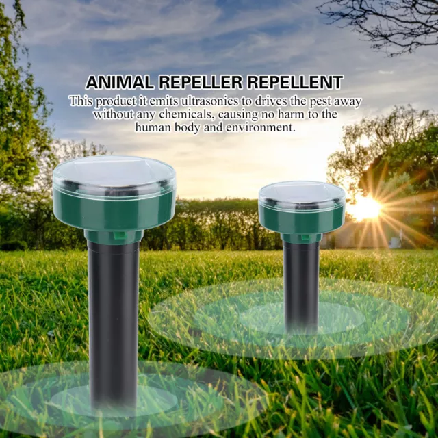 2PCS Solar Power Garden Ultrasonic Pest Mouse Snake Repeller Repellent(Round) UK