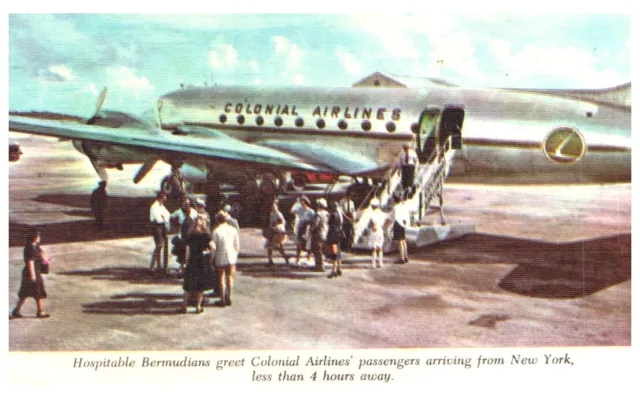 Colonial Airlines Famous Skycruiser.vtg Aircraft Postcard*C3
