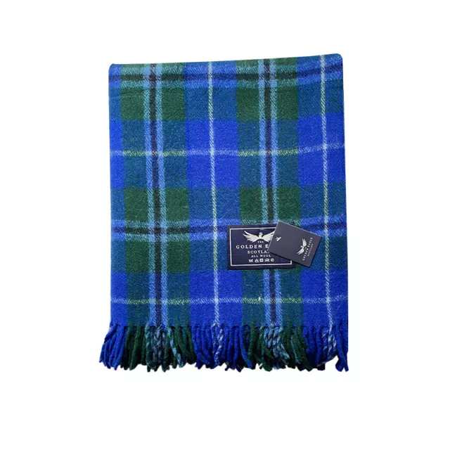 New BNWT Scottish Throw Large Wool Tartan Rug Douglas Blue Blanket