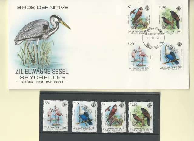 Seychelles Zil Elwagne Sesel Offizielle FDC'S 1983 Vögel Endgültig & Sc 50-65