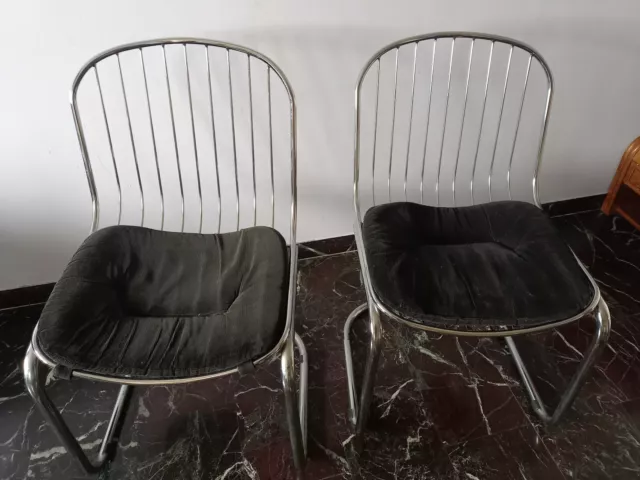 coppia di sedie in acciaio GASTONE RINALDI ANNI ’70 VINTAGE 