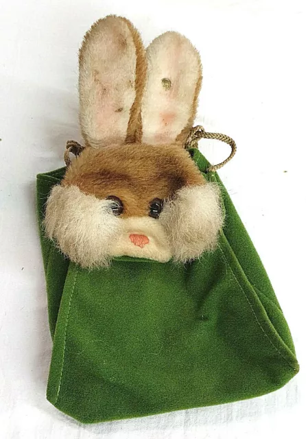 STEIFF HASE kleiner Rucksack grün Sammler Vintage ca. 24 cm Knopf im Ohr 2