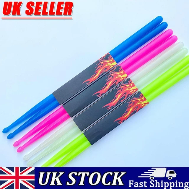 2 Pcs Portable Nylon Fluorescent Drumsticks Light Up Drum Sticks for Adults Kids