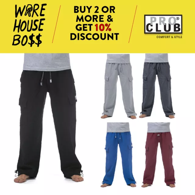 Mens Tracksuit Cargo Sweatpants Pro Club Bottoms Jogging Sports Pants  Trousers