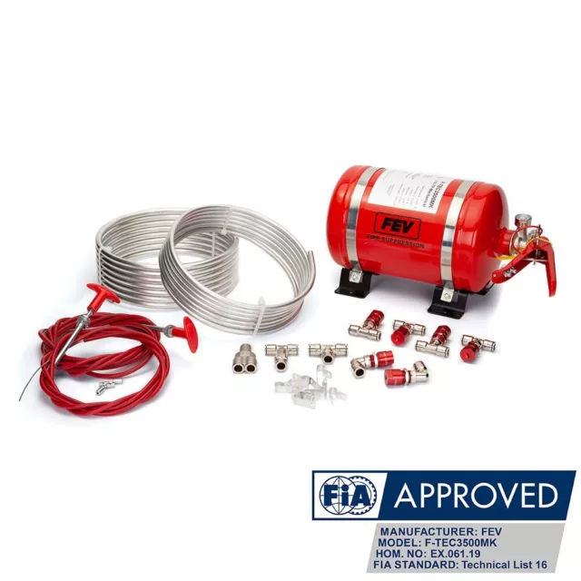 FEV 3.5L Mécanique Plumbed-In Mousse Fia Course Voiture Extincteur Kit F-TEC3500