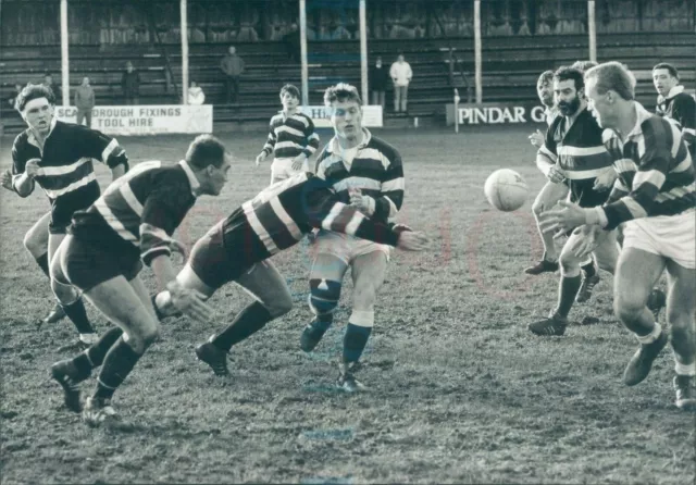 1990s Rugby Scarborough RUFC Andy Holloway feeds Dane Ash 10x7" press photo