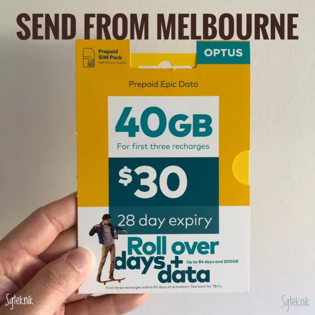 Optus Prepaid $30 Starter SIM Card 40GB Data Unlimited Voice Call SMS 4G Mobile