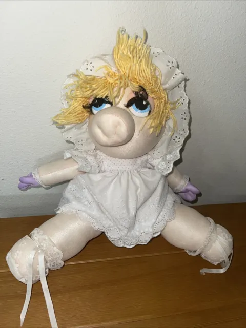 Vintage 17” Handmade Miss Piggy Sewn Plush Doll Muppet