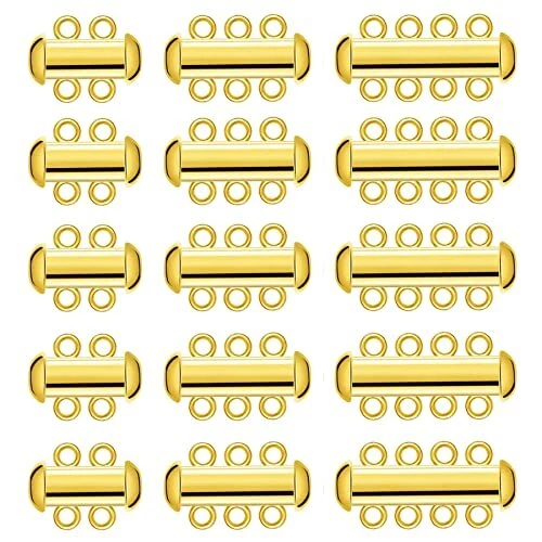 15 Pieces Slide Clasp Lock Necklace Connector Multi Strands Slide Tube Clasps...