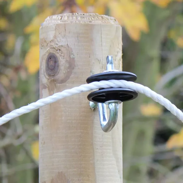 Electric Fence Insulators Corner Post Plastic Rings Compatible with Rope & Wire 3