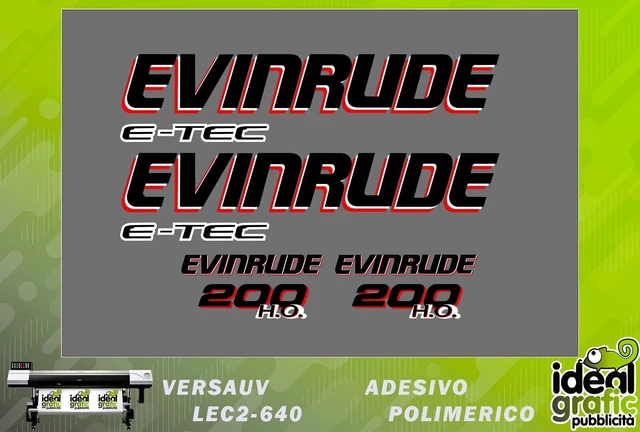 Adesivi Calandra Motore Marino Fuoribordo Evinrude E-Tec 200Cv H.o.