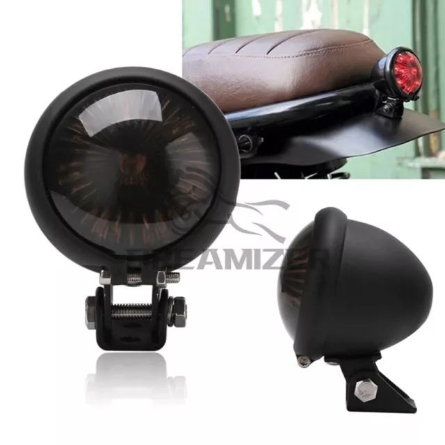 Motorrad LED Rücklicht Bremsleuchte Schwarz 12 V universal Old School Für Bobber